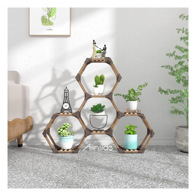 Support hexagonal pour plantes intérieures et extérieures - 7 tablettes