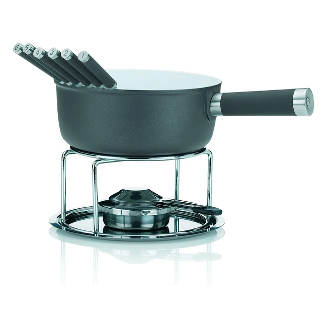 Kela Ksefondue-Set 10tlg - Keramikbeschichteter Topf - Induktion - 1L - Lancy