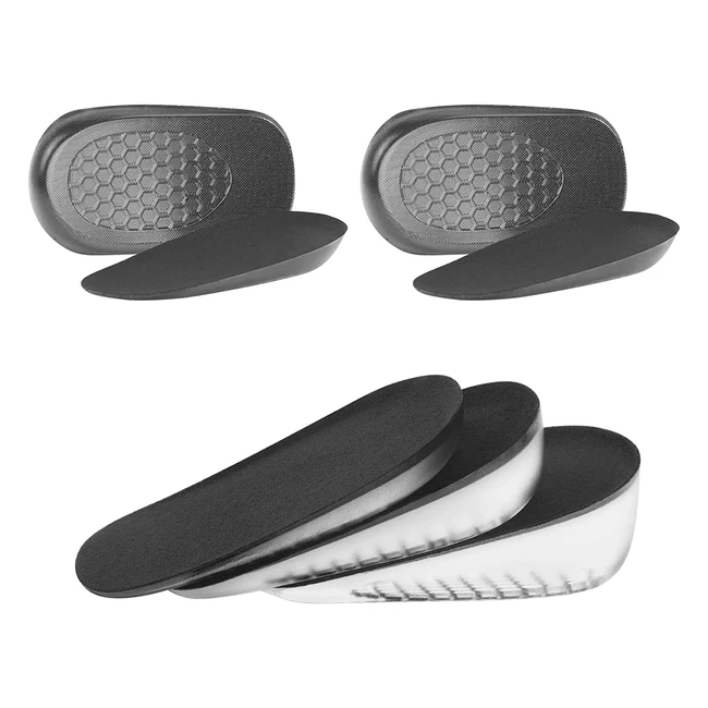 Uraqt Gel Height Increase Insole - 2 Pairs - Invisible Heel Lift Inserts - Shock Absorption Cushion Pads - Elevator Shoe Insoles for Men and Women