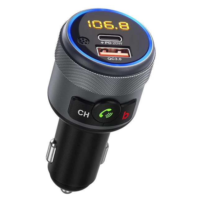 Transmisor FM Bluetooth Lencent para coche con carga rápida PD 20W y QC3.0 18W, manos libres y sonido HiFi