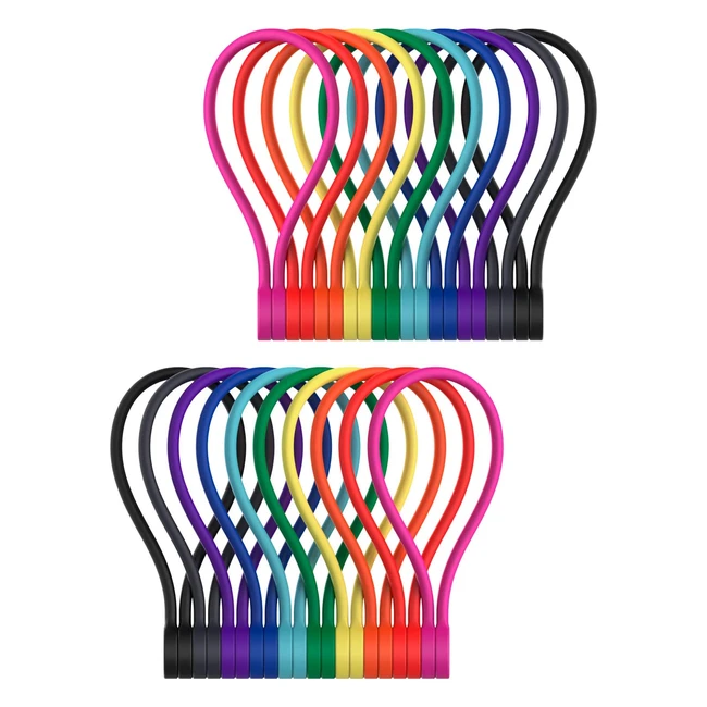 SmartCool Magnetic Cable Ties - Reusable & Multipurpose - 10 Colors - 20 Pack