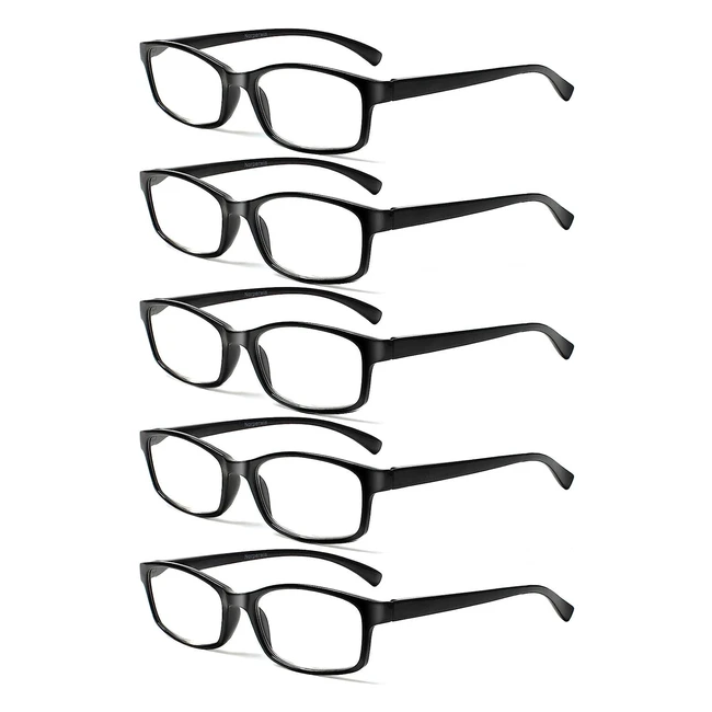 5 Pack Reading Glasses for Men and Women - Comfortable Fashion Spring Hinge Read