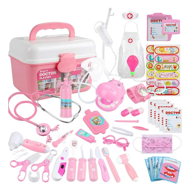 Kit de médecin Anpro 46 - Jouets d'imitation pour rôle de docteur - Mallette médicale pour enfants