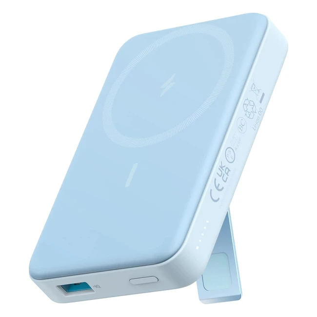 Anker 633 Magnetische Powerbank 10000mAh für iPhone 13/12 Pro, Kabelloses Laden, Faltbarer Halter, Blau