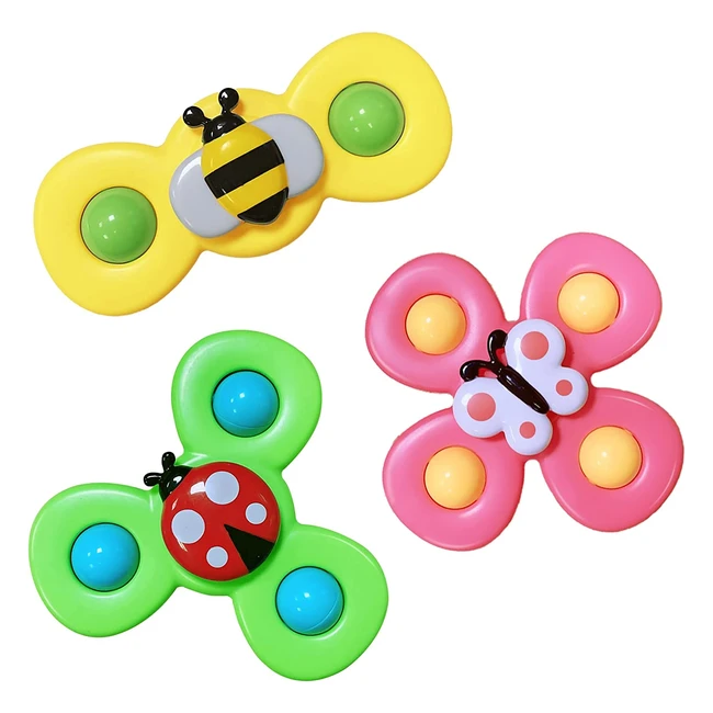 Suction Cup Spinner Toys for Babies - Safe & Colorful - Bath & Window Toy for 1 Year Old - AIUOKYA