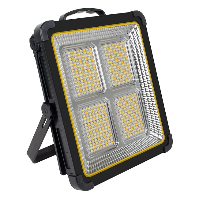 Projecteur LED rechargeable 160W avec batterie externe 15000mAh et panneau solaire - 540 LED, 4 modes d'éclairage, idéal pour camping, travail, pêche