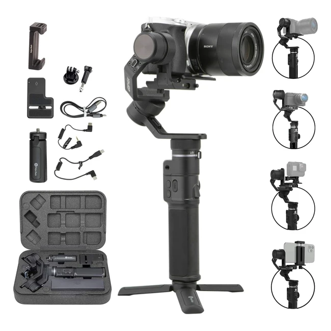 FeiyuTech G6 Max - Stabilizzatore Gimbal per Mirrorless, Smartphone e Action Camera - Compatibile con Sony A6500, RX100, GoPro 9/8/7/6/5, iPhone 11 Pro Max, Huawei P30/P20, Samsung S10 - 12kg Payload - Splash Proof