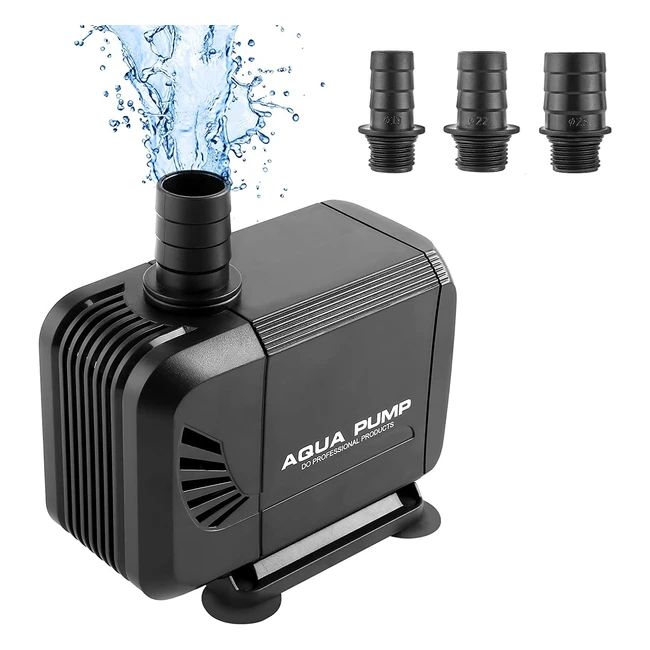 Ultra Quiet Pond Pump 3000Lh for Fountains Aquariums and Gardens - 3 Nozzles