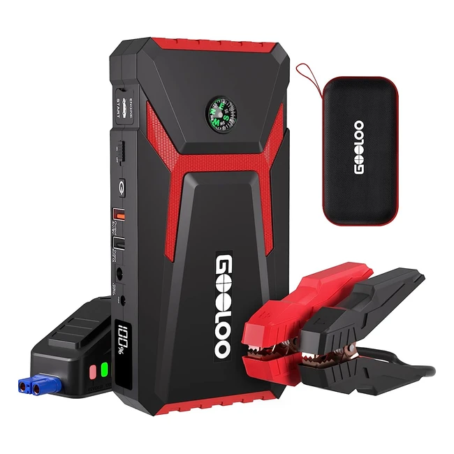 GOOLOO GE2000 - 2000A Auto Starthilfe Powerbank mit intelligentem Starthilfekabel und EVA Schutzhülle für 8L Benzin und 6L Diesel