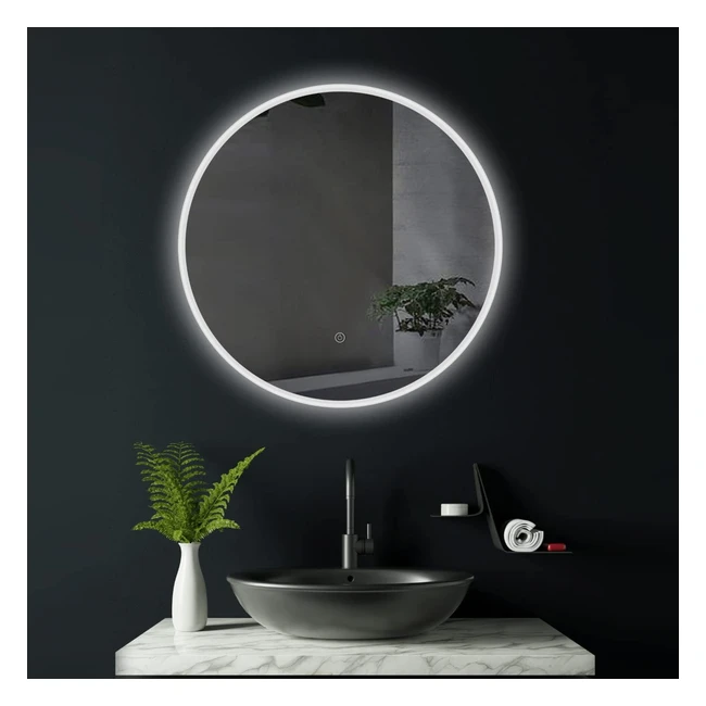 Specchio da Bagno Illuminato a LED Hoko - Diametro 60cm - Sensore Tattile - 3 LE