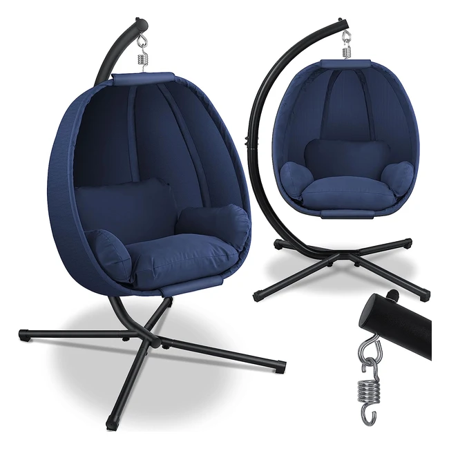 Fauteuil suspendu de luxe Kesser avec structure robuste et coussin moelleux - Intérieur et extérieur - Balançoire de jardin
