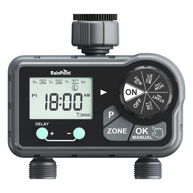 Rainpoint Bewässerungscomputer, 2 unabhängige automatische/manuelle Bewässerungssteuerung, économisez jusqu'à 50% d'eau