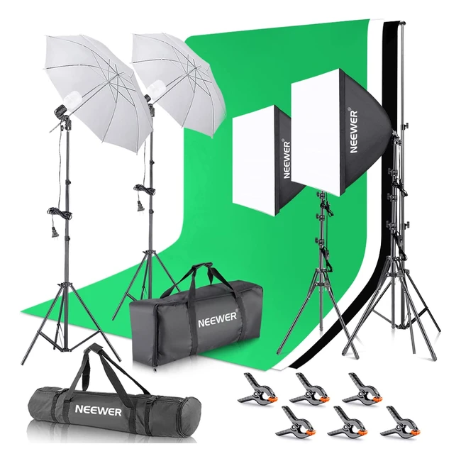 Neewer Background Support System & Lighting Kit for Studio Photography - 800W, 5500K, 26m x 3m
