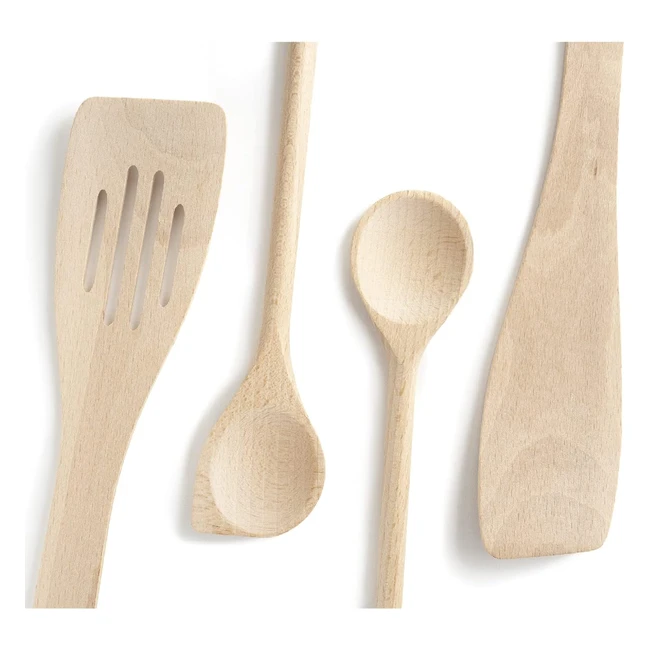 Set ustensiles de cuisine en bois - 4 pices - Grande cuillre sauce 30cm - Sp