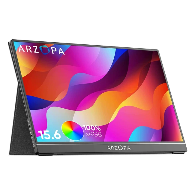 Arzopa Tragbarer Monitor 15,6 Zoll 100% sRGB FHD 1080p mit USB-C & HDMI, IPS Eye-Care Bildschirm für Mac PC Laptop Telefon PS4/5 Xbox Switch, A1C