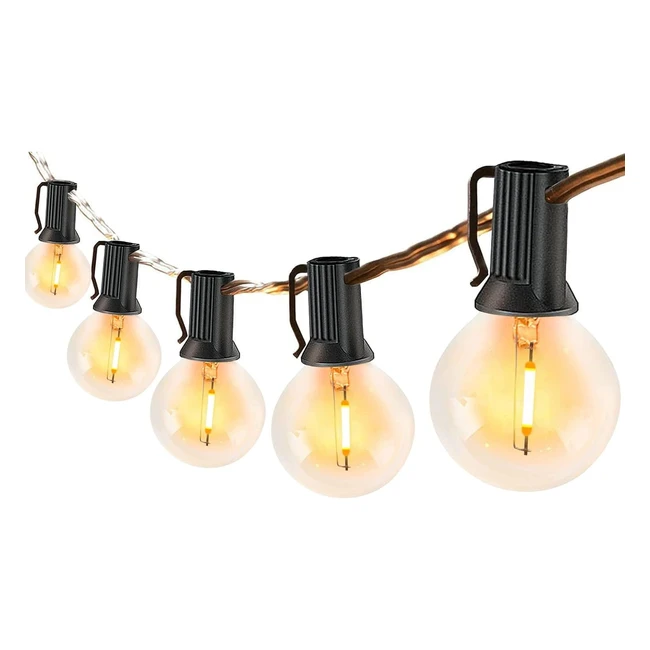Catena Luminosa Esterno 33ft10m LED Impermeabile con 30 G40 Lampadine Decorative per Giardino e Feste
