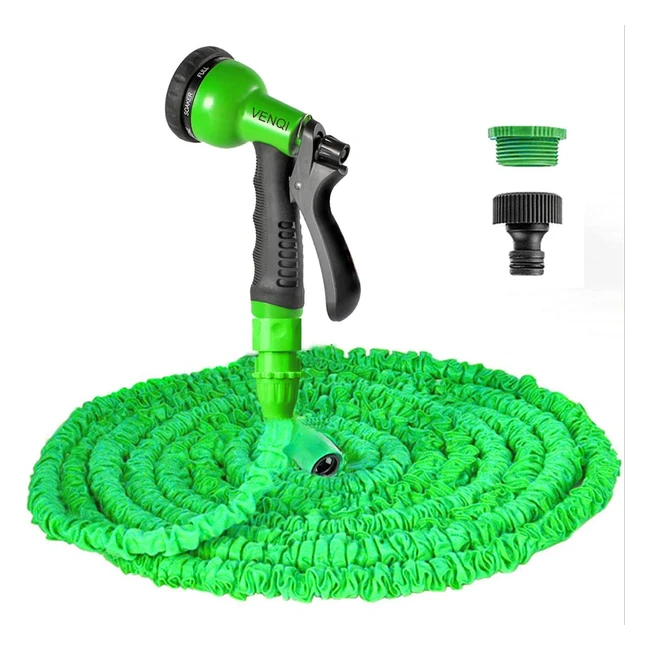 Flexible Expandable Garden Hose Pipe - 50ft Heavy Duty Retractable Water Hose with 8 Spray Nozzles