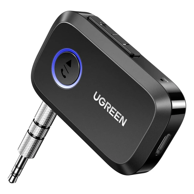 Receptor Bluetooth Ugreen 53, Adaptador Auxiliar para Coche con Micrófono Incorporado, A2DP Estéreo y Llamadas Manos Libres