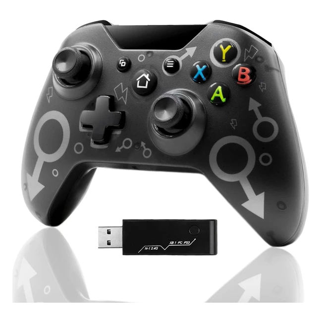 Wireless Controller for Xbox One - 2.4GHz Adapter - Compatible with Xbox Series X/S, PC, PS3, Windows 7/8/10 - Black