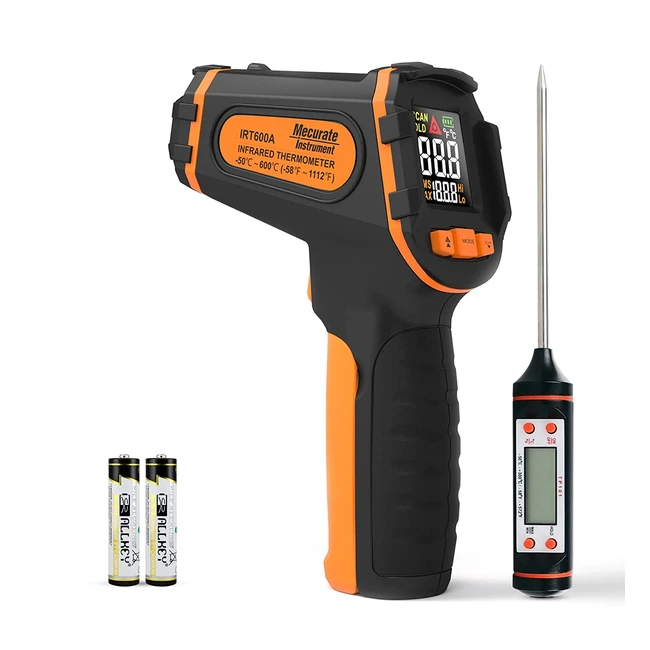 Mecurate Digital Infrared Thermometer Gun - Non Contact Laser Temperature Gun #58111250600 - Adjustable Emissivity - Max Measure for Cooking, BBQ, Freezer with Food Thermometer