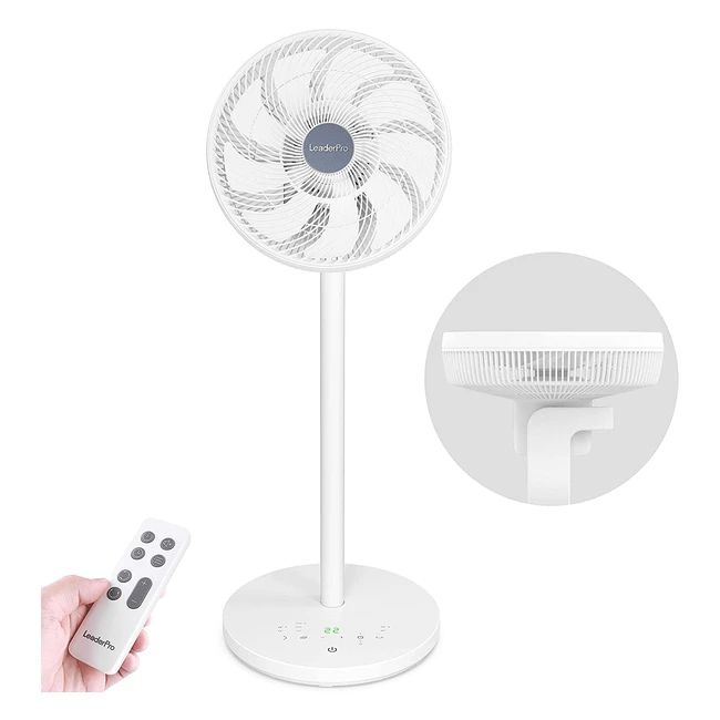 Ventilateur sur pied Leaderpro 3D oscillant 34cm, 13 vitesses, 8h minuterie, 68ms, 4 modes - Blanc