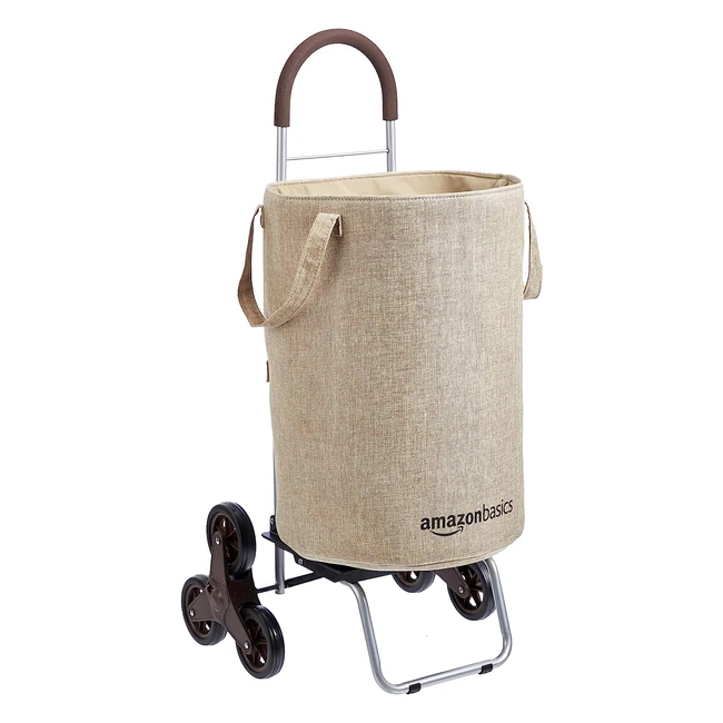 Amazon Basics Stair Climber Laundry Hamper Dolly - Beige, 965cm Handle, Detachable Bag, Triple Wheels