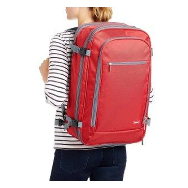Amazon Basics Carryon Travel Backpack - Lightweight, Durable, Red - 2510L Capacity