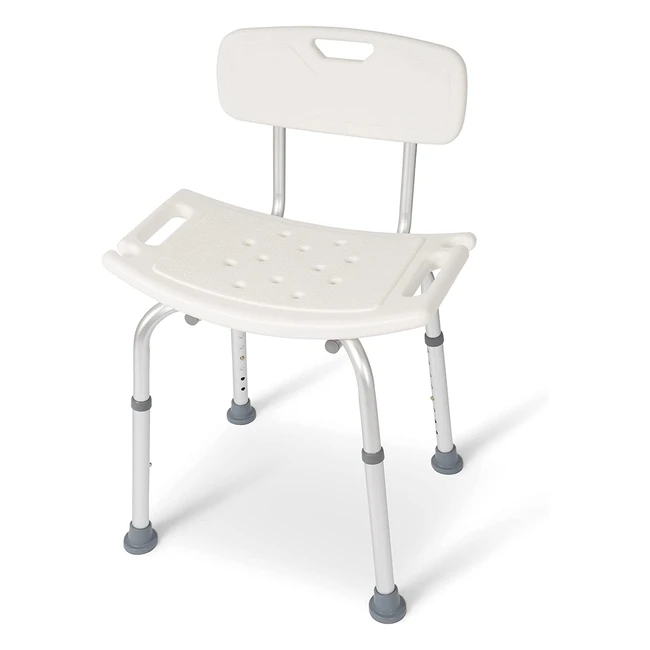 Tabouret de douche Dunimed - Hauteur réglable 39-52cm - Siège antidérapant avec dossier