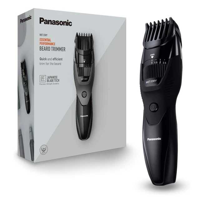 Recortador Panasonic ER-GB43-K503 para barba con peine guía y ajuste rápido - Acero inoxidable - Recargable - Larga duración de batería - Negro