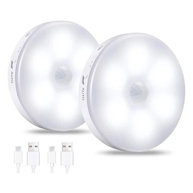 Rechargeable Motion Sensor LED Night Light - Long Battery Life, Easy Install, Ideal for Closet, Stairs, Hallway, Garage