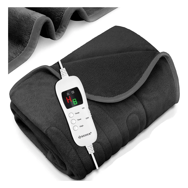 Couverture chauffante en peluche Kesser avec minuterie arrêt automatique - 9 niveaux de chauffage - 160 x 120 cm