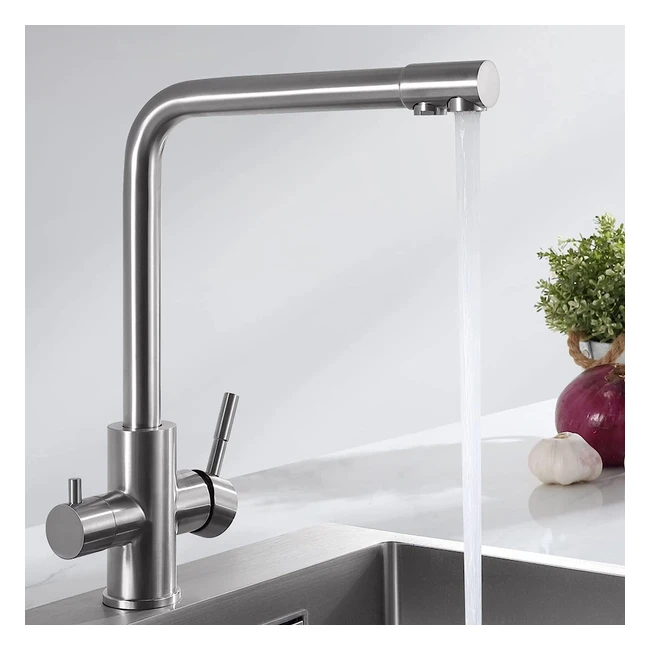 Rubinetto Lavello Cucina Cecipa 3 Vie per Osmosi - Acqua Potabile - Acciaio Inossidabile