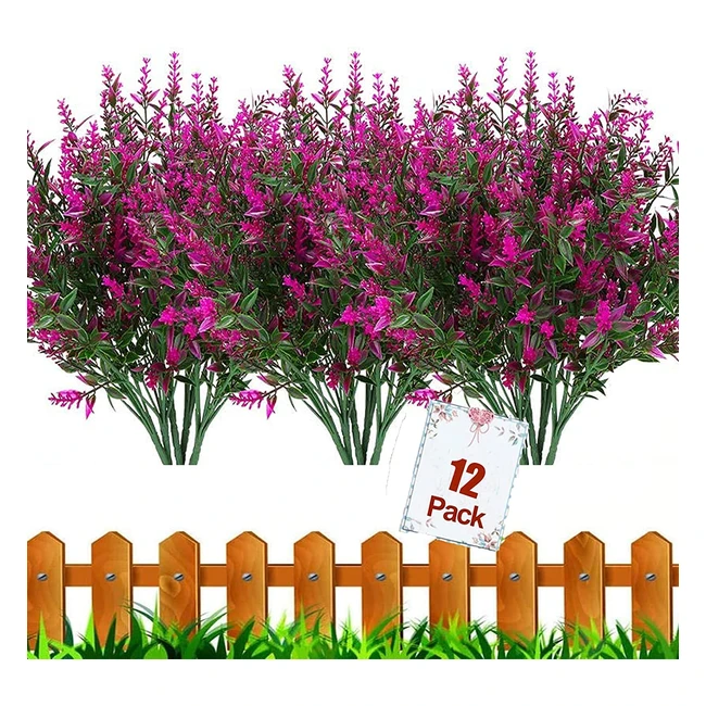 HBell 12 Bundles UV Resistant Artificial Flowers for Indoor/Outdoor Decor - Fuchsia