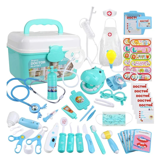 Set Giocattolo Dottore per Bambini - 46 Pezzi Valigetta Blu
