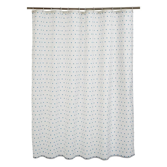 Blue Squares Fabric Shower Curtain - Amazon Basics - 180x200cm - Rust Resistant Grommets