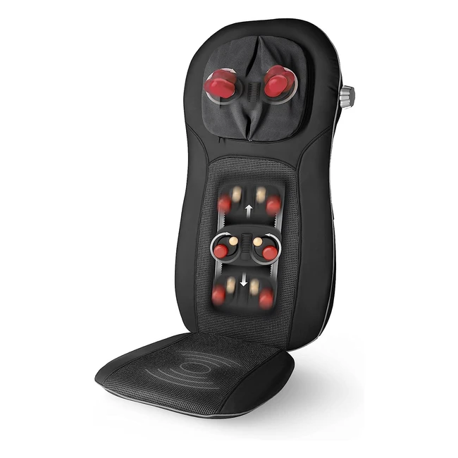 Medisana 88970MCN Pro Shiatsu Massage Sitzauflage - Schwarz | 3 Massagezonen | Nackenmassage | Einstellbare Intensität