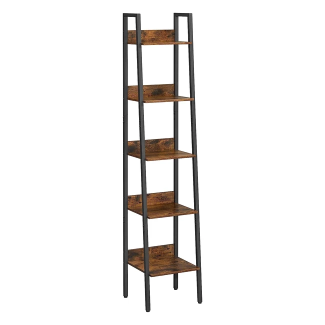 Vasagle 5-Tier Ladder Shelf - Industrial Rustic Brown and Black - LLS109B01