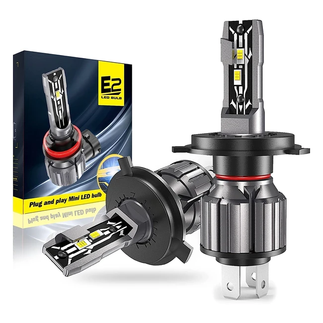 H4 LED Headlight Bulbs 70W 12000LM 6000K Cool White HighLow Beam IP65 Waterproo