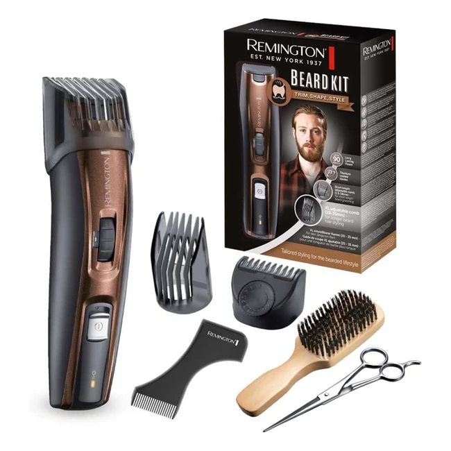 Remington MB4048 Herren Barttrimmer-Set mit XL-Kamm für Vollbart und EdgeStyler, 3 Aufsatzkämme für Stoppeln, Kurz- und XL-Kamm, Titanbeschichtete selbstschärfende Klingen
