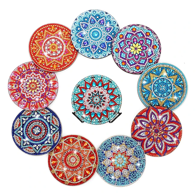 Kit de Pintura de Diamantes Mandala - Posavasos Arte de Diamantes para Manualida