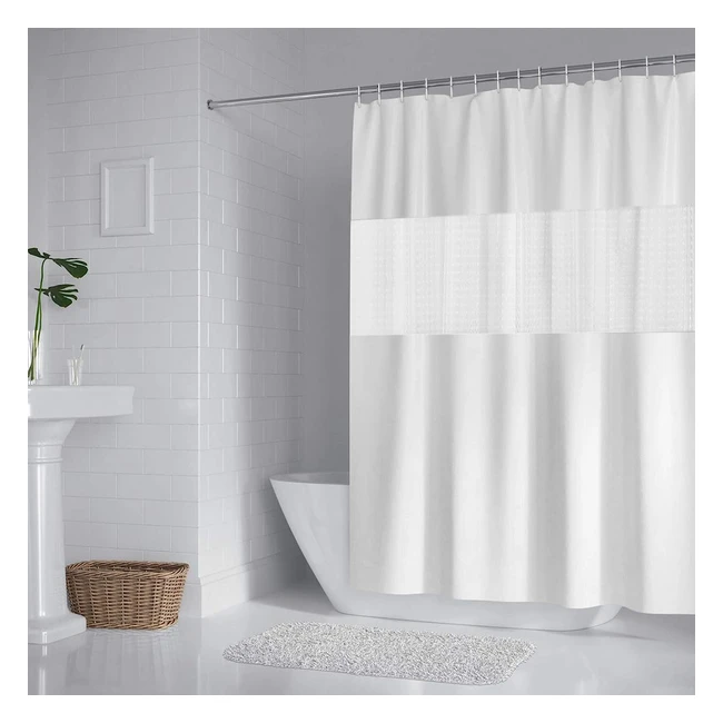 Tenda da doccia impermeabile Dufu in eva bianca 200x180cm con 12 ganci - idrorepellente e facile da installare