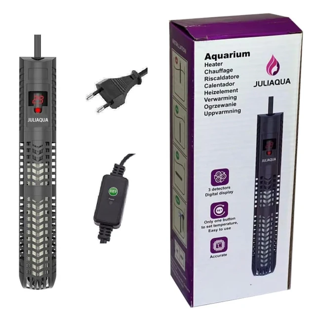 Chauffage aquarium Juliaqua, éco-réchauffeur réglable 50W-500W, affichage température précis