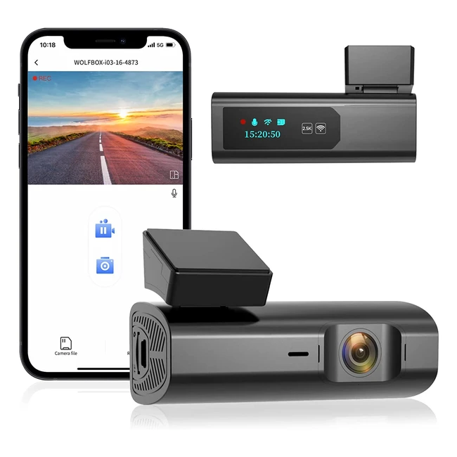 Wolfbox I03 Dash Cam - 25K UHD Front Car Camera with WiFi, GPS, Night Vision, Wide Angle, and G-Sensor