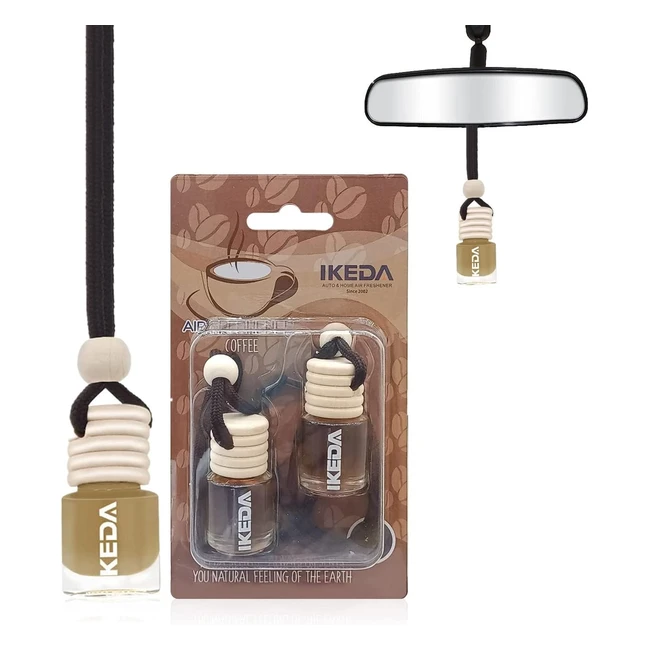 Ikeda Car Air Fresheners - Coffee Scent, Long-Lasting Fragrance, Real Oil, Car Accessories for Men & Women