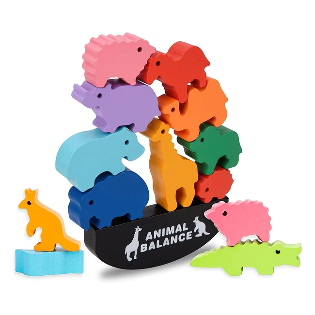 Dudufly Montessori Wooden Dinosaur Stacking Blocks - Educational Toy for Kids 3-6 Years Old