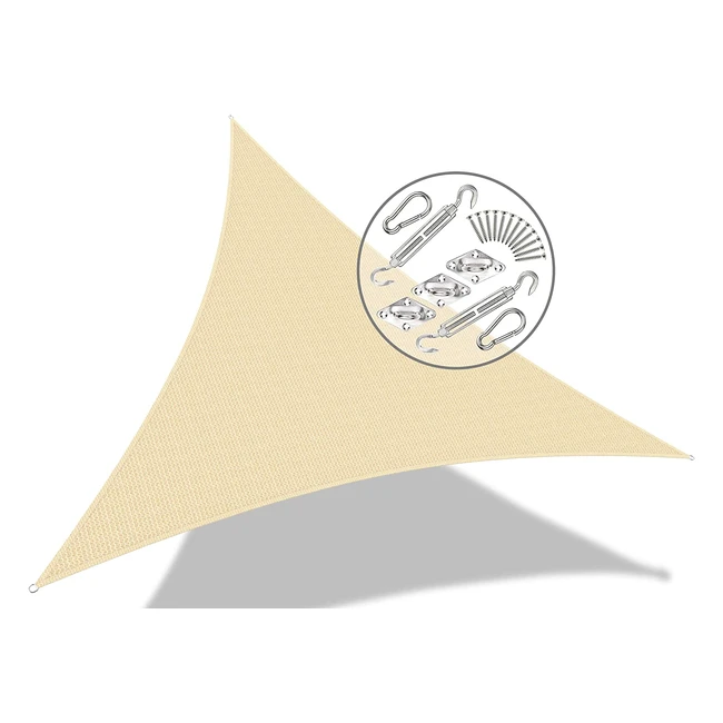 Vounot Sonnensegel Dreieckig mit Befestigung Set - Atmungsaktiv und UV-Schutz f