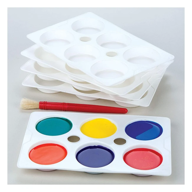 Baker Ross 6-Well Paint Palettes - Pack of 5 Plastic Palettes for Kids Painting