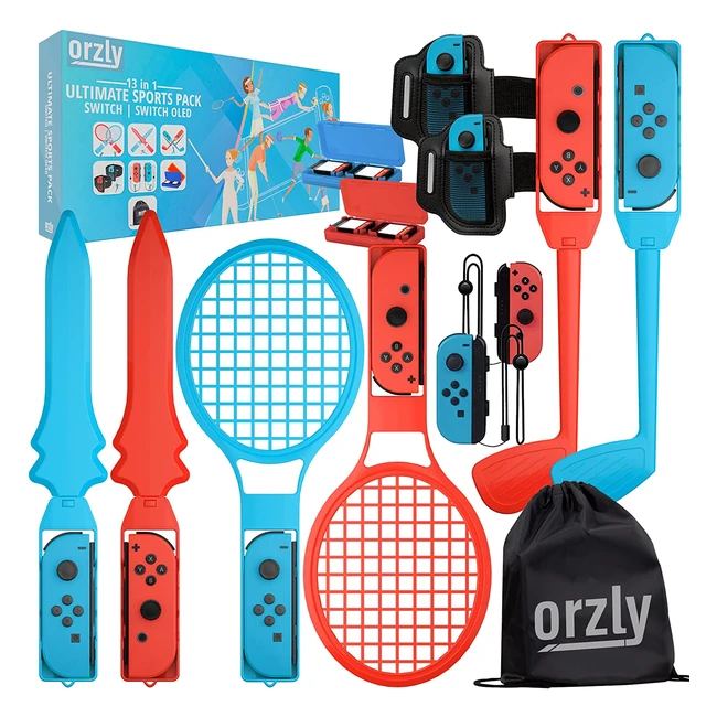 Orzly Nintendo Switch Sports Bundle Pack 2022 - Golf Clubs Swords Rackets Str