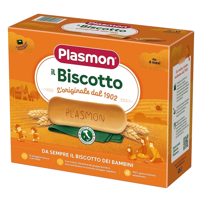 Plasmon Biscotto 100 Grano Italiano con Calcio Vitamina B e Ferro - Confezione