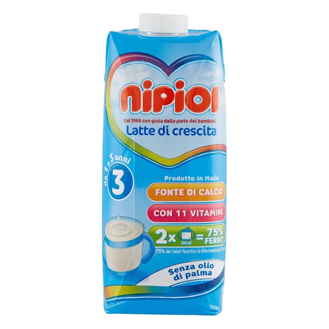 Nipiol Latte 3 Liquido 500ml x12 - Nutrizione Completa per Bambini 1-3 Anni